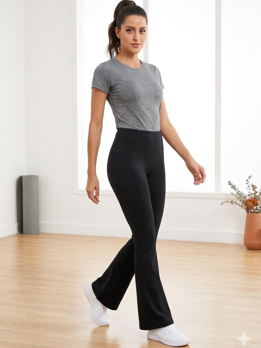 SHEIN Black Women's Fit & Flare Leggings | Y2K Flowy Yoga Pants